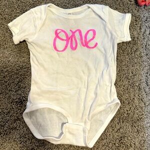 One Year Old Pink Sparkle Lettering for girls